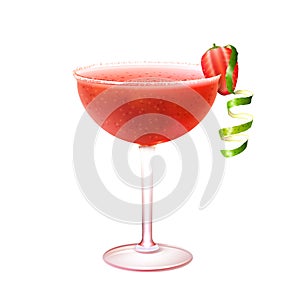 Strawberry daiquiri cocktail realistic