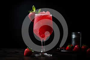 A Strawberry Daiquiri Cocktail, Slush ice alcohol with Strawberries