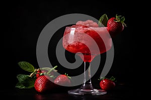A Strawberry Daiquiri Cocktail, Slush ice alcohol with Strawberries