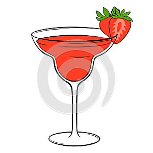 Strawberry Daiquiri Cocktail vector illustration
