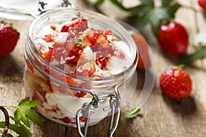 Strawberry dessert with whipped cream