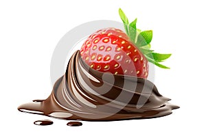 Strawberry dipped in chocolate, isolated on white background