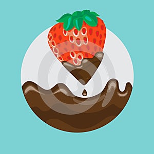 Strawberry dipped in liquid chocolate with splash