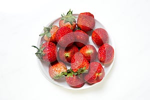 Strawberry dish center on white background