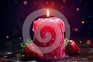 Strawberry Enchanted garden ultra-realistic candle Photo, Cottagecore simple living