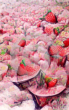 The Strawberry Fields-colorful digital abstract painting artwork