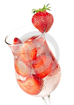 Strawberry fizz cocktail