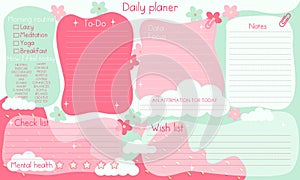 Strawberry and flover Daily planner, Day planner, Date, Habit tracker