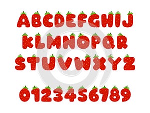 Strawberry font, english letters from A to Z with number 0 to 9