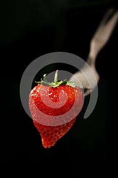 Strawberry on fork