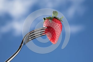 Strawberry on fork