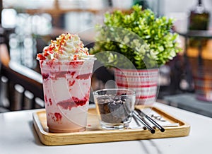 Strawberry frappe with whipped cream