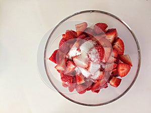 Strawberry fresh fruit with sugar
