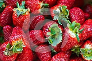 Strawberry. Fresh and ripe organic Strawberries Background, Vegetarian healthy food backdrop