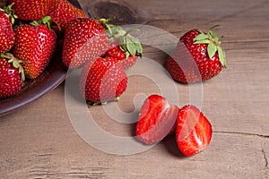 Strawberry fresh ripe sweet berry with sliced, half and whole fr