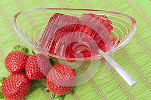 Strawberry and fruit jelly in a bowl