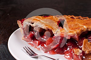 Strawberry fruit pie and fork