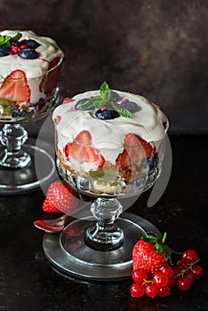 Strawberry fruit salad with honey yoghurt