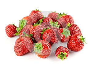 Strawberry fruit on white background. Ripe berries