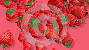 Strawberry fruits 3D, tow video transitions isolated - footage 4K