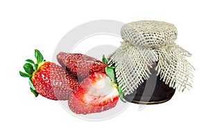 Strawberry fruits and jam