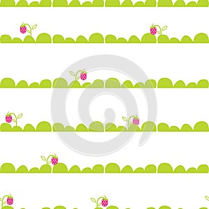 Strawberry garden bed seamless vector pattern.