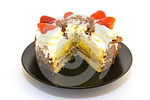 Strawberry Gateau with Slice Removed photo