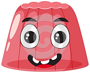 Strawberry gelatine jelly with facial expression