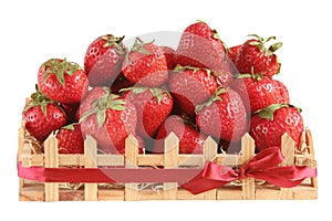 Strawberry in a gift wooden bo