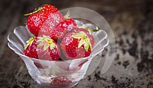 Strawberry in glass plate