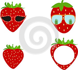 Strawberry in glasses on white background.