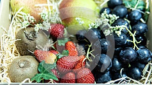 Strawberry Grapes Kiwi and Pear