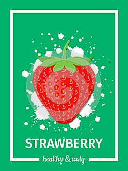 Strawberry healthy, banner. Vector illustration.