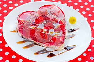 Strawberry heart cake - romantic dessert on Valentines Day