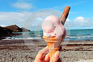 Strawberry Ice Cream on the Beach