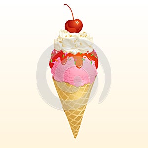 Strawberry Ice cream cone