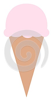 Strawberry ice cream in cone icon. Vector illustration