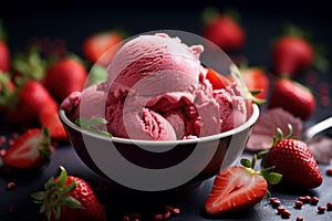 Strawberry ice cream delight in bowl