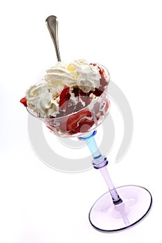 Strawberry ice cream in glass