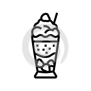 strawberry ice cream line icon vector illustration