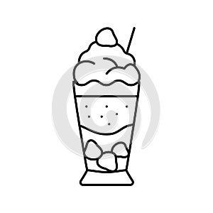 strawberry ice cream line icon vector illustration