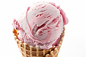 Strawberry Ice Cream Scoop in Waffle Cone