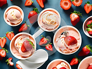 Strawberry Ice Cream with strawberries
