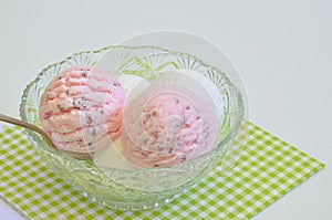 Strawberry ice cream and Vanilla ice cream s