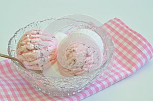 Strawberry ice cream and Vanilla ice cream s