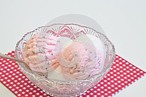 Strawberry ice cream and Vanilla ice cream s