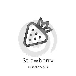 strawberry icon vector from miscellaneous collection. Thin line strawberry outline icon vector illustration. Outline, thin line