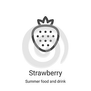 strawberry icon vector from summer food and drink collection. Thin line strawberry outline icon vector illustration. Linear symbol