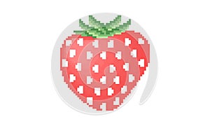 strawberry illustration with pixel theme