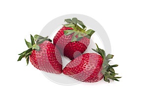 Strawberry isolated. Strawberries isolate. Strawberries with leaf isolate. Whole and half of strawberry on white. Side